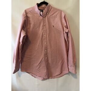 Ralph Lauren Shirt Mens 16 1/3 x 34 Pink Button Up Long Sleeve Pony Logo Casual